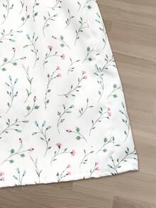 Franclia Bộ 2 món đồ đi nghỉ mát, gồm áo tank top màu trơn và chân váy hoa nhí. - trắng - Xem 5