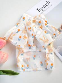 PETSIN 1件宠物可爱兔子郁金香印花和服式上衣，带大蝴蝶结装饰，柔软透气，日韩风格猫狗服装 - 彩色 - 查看 15