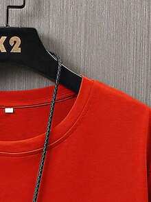 Manfinity LEGND Plus Size Men Expression Graphic Print Drop Shoulder Short Sleeve Tee, Going Out Street Wear - Red - View 4