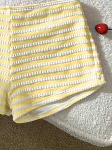 Swim Mod Women's Cute Vacation Pink Striped Halter Swimsuit Set - Yellow - View 7