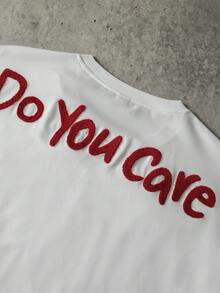 PAVTROS Áo thun nam tay ngắn cổ tròn thêu chữ, kiểu dáng thường ngày, đa năng. - trắng - Xem 8