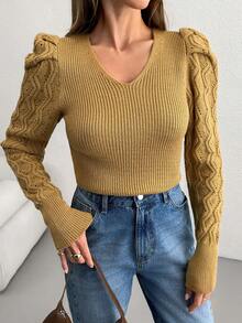Women Sweaters - Camel - View 5