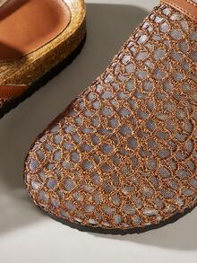 Solecia Women Shoes Hollow-Woven Breathable And Not Stuffy Feet, Woven Material Women's Single Shoes, Commuting To The Street To Wear - Brown - View 5