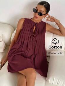 Siren Gaze 女士纯色扭结设计褶皱休闲度假约会派对迷你连衣裙 女士度假连衣裙 女士休闲连衣裙 夏季休闲连衣裙 酒红色连衣裙 女士休闲吊带裙 女士夏季连衣裙 度假装 女士度假连衣裙 女士沙滩连衣裙 女士休闲连衣裙 女士吊带裙 女士休闲连衣裙 夏季褶皱连衣裙 无袖连衣裙 酒红色连衣裙 - 酒紅色 - 查看 7