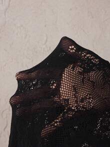 BamGleam Women's Sexy Hollow Out Fishnet Sheer Jumpsuit - Black - View 6