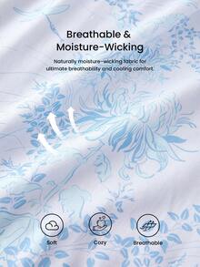 LUVLETTE 浅蓝色人造丝度假风花卉图案蝴蝶结系带吊带睡裙，女士睡衣，轻盈吊带裙，新娘内衣及睡衣，女士内衣，春夏睡衣连衣裙 - 藍色 - 查看 5