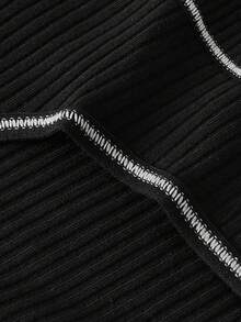 4 件套女士字母腰带丁字裤内裤，透气裆部性感提拉内裤 - 黑色 - 查看 6