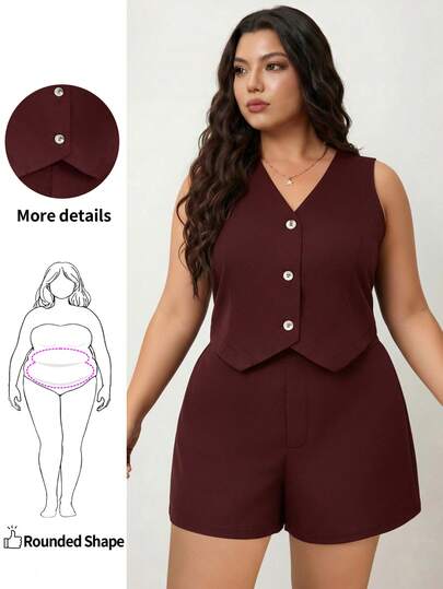 Enliva 大码春夏休闲通勤纯色背心和短裤套装，商务休闲女装毕业，返校，秋冬女士教师装