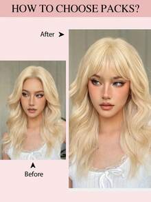 夹式刘海，真人发刘海，带鬓角的刘海，适合女性佩戴，自然逼真，日常佩戴，真人发轻盈刘海，夹式接发（浅金色） - S613 - 查看 6