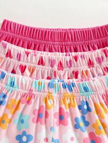 SHEIN Baby Girls' Comfortable Versatile Sweet Cute Strap Shorts Set, Summer Multi-Piece Outfit - Multicolor - View 3