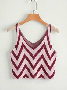 SHEIN EZwear Áo dệt kim cổ chữ V không tay kẻ sọc dáng casual dành cho nữ - Nhiều màu - Xem 6