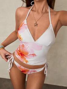 Swim Glamine Sweet Cherry Plaid Bikini Set - Coral Orange - View 6