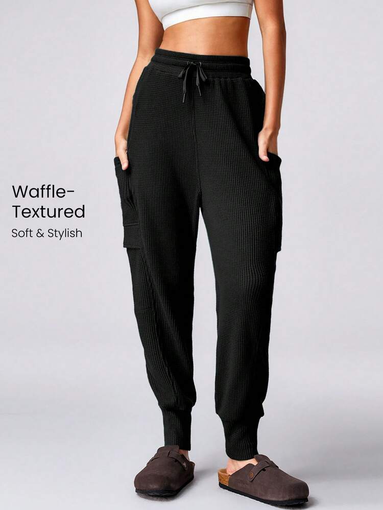 Waffle-Textured Make It Sporty Loose Cargo Joggers
