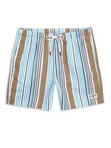 Manfinity KASUA Pantalones cortos de playa con cordón en la cintura y estampado de rayas para hombres - Azul menta - Ver 5