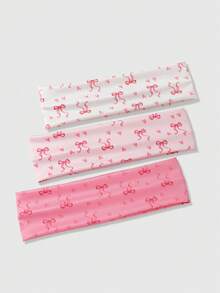 ROMWE Anime 3 piezas Nuevo accesorio para el cabello de diadema de mujer con lazo en forma de corazón de color rosa, adecuado para uso diario y deportes al aire libre - Arco de corazón de 3 piezas. - Ver 1