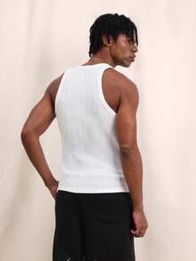 SUMWON Men's Ribbed Tank Top Sleeveless Crew Neck Summer Casual Undershirt Basic Solid Color Comfortable Fit Everyday Wear - White - View 2