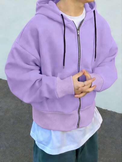 Claim Dot Plus Size Men's Solid Color Casual Sports Zip-Up Hoodie