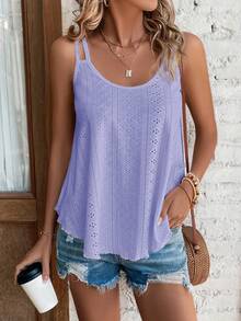Women's Spring/Summer New Arrival Jacquard Knit Casual Versatile Camisole - Mauve Purple - View 1