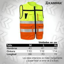 KAMPAK KW553 高能见度反光背心，带多功能口袋和加固扣件，适用于工作、食品和工业场所。 - naranja - 查看 10