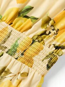 Ellevyn 柠檬印花褶皱短袖连衣裙 - 黃色 - 查看 3