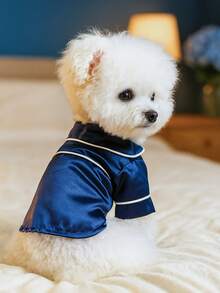 PETSIN 1pc Satin Pet Pajamas, Light Luxury Style Cat And Dog Home Clothes, Soft And Comfortable Pajamas - Multicolor - View 4