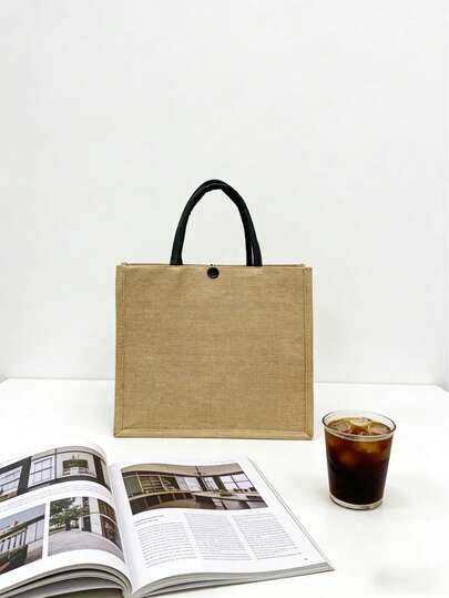 1pc-Handheld Tote Bag, Handbag For Girls, Best Gift For Family And Loved Ones, Mother's Day Gift, Portable Handbag, Multifunctional Shopping Bag, Large Capacity, Perfect For Travel, For Lipstick, Brush, Skincare, Mobile Phone, Coin, Small Items, For Home, Gift, Vacation And Festival Halloween Christmas Multifunctional Use,Boho Vibes