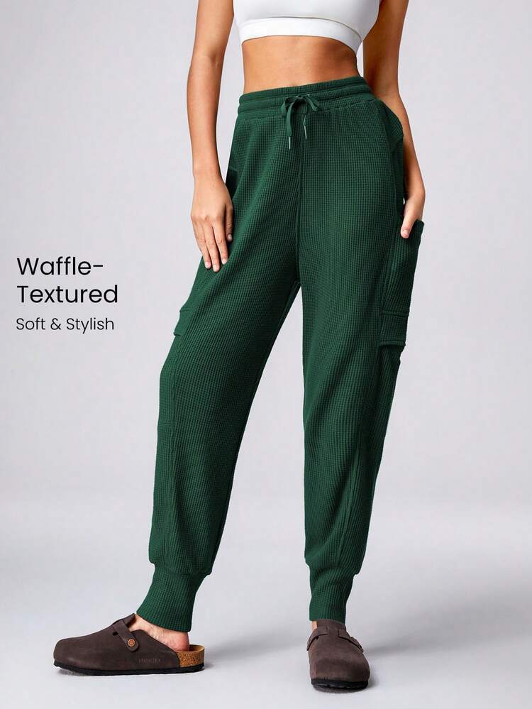 Waffle-Textured Make It Sporty Loose Cargo Joggers
