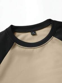 PAVTROS Áo thun nam dài tay cổ tròn, phối màu đen trắng, tay raglan, in chữ viết tay tiếng Anh, dáng rộng. - Nhiều màu - Xem 3