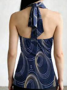 Glimmora 女士休闲几何印花露背无袖上衣，夏季 - 彩色 - 查看 2