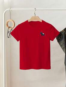 Resyla Camiseta de manga corta con bordado gráfico de dibujos animados - Rojo - Ver 5