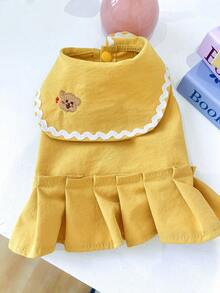 PETSIN 一件甜美藏蓝色领宠物连衣裙，荷叶边下摆，可爱公主风猫狗服装 - 彩色 - 查看 12