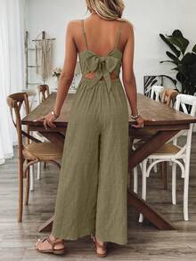 Breezaya Women's V-Neck Fuchsia Sleeveless Jumpsuit, Suitable For Spring/Summer Vacation - Grey - View 6