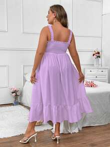SHEIN Clasi Plus Size Summer Casual Solid Color Cami Dress Maxi Women Outfit - Mauve Purple - View 2