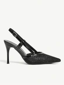 CUCCOO CHICEST 女鞋尖头细高跟黑色网面简约露跟女鞋派对宴会简约时尚优雅性感女式高跟鞋 - 黑色 - 查看 10