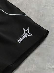 PAVTROS Bộ đồ thể thao mùa hè dành cho nam, gồm áo thun ngắn tay và quần short, in chữ, viền tương phản. - màu xanh lá - Xem 3