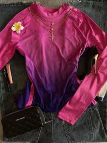 Glimmora Áo thun dài tay nữ kiểu ombre, đa năng, phong cách thường ngày. - Nhiều màu - Xem 3