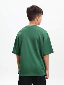SUMWON Green Mesh Sports Tee With White Number 7 Print And Saudi Arabia Signature Design Regular Fit Short Sleeve, World Cup Sporty Game Streetwear - Green - View 3