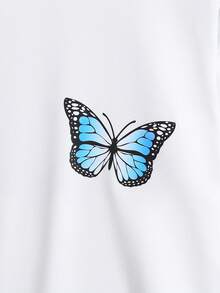 Sparklyn Tween Girls Y2K Style Vintage Light Wash Denim, Blue Butterfly Print, Relaxed Fit 2 Pieces Set, Soft & Comfortable Fabric, Versatile Daily Wear - Multicolor - View 5