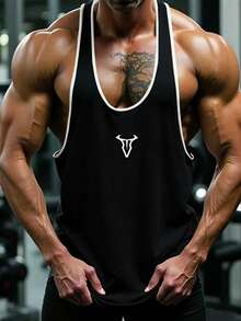 GymBeat Men's Contrast Trim Sports Tank Top - Black - View 5