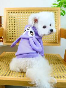 PETSIN 1pc Cat And Dog Wear Universal Clothes, Pet Cute Rabbit Ear Hoodie Cartoon Embroidery Comfortable Hoodie Top Available In Multiple Colors - Multicolor - View 5