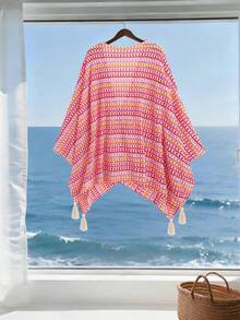 GlowEve Women's Casual Striped Fringe Hem Trench Coat - Multicolor - View 2