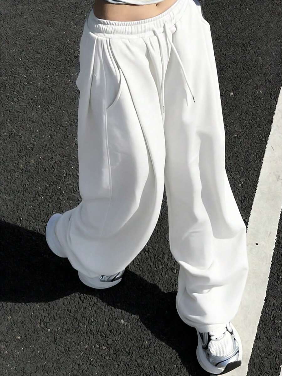 Dazy Tall 女士高个/长款宽松直筒休闲运动裤 - 白色 - 查看 1