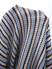 Bohemela 女士休闲针织条纹露背美人鱼连衣裙 - 藍色 - 查看 9