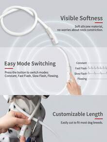 PETSIN 1pc Rechargeable Luminous Pet Collar, 4 Lighting Modes: Steady, Fast Flashing, Slow Flashing, Flowing, Suitable For Pets' Night Activity, Can Be Cut To Fit - Multicolor - View 5