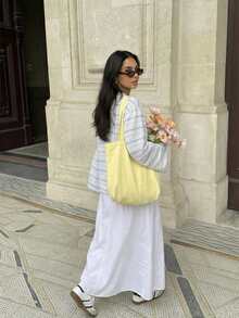 Solavon 女士休闲宽松条纹长袖T恤 - 淺藍色 - 查看 6