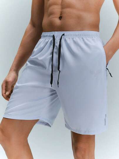 Driftmere 男士休闲鸟类印花抽绳腰带拉链斜插口袋短裤，适合运动、日常通勤和夏季穿着