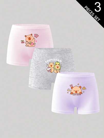 3 piezas/paquete Bragas cómodas y lindas de colores surtidos para niñas