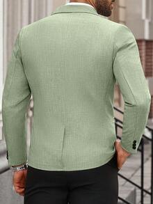Manfinity Mode Blazer informal de un solo abotonado para hombre de talla grande - verde menta - Ver 2