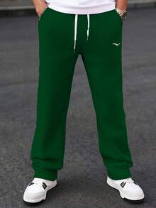 Manfinity CasualCool Men's Drawstring Waist Casual Everyday Sweatpants - Dark Green - View 4