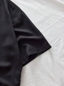 AXEPEAK Kemeja Lengan Pendek Polos Kasual Pria, Musim Panas - Hitam - View 4